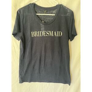 J Crew 100% Linen Bridesmaid Graphic T-shirt new wedding bachelorette sz Medium